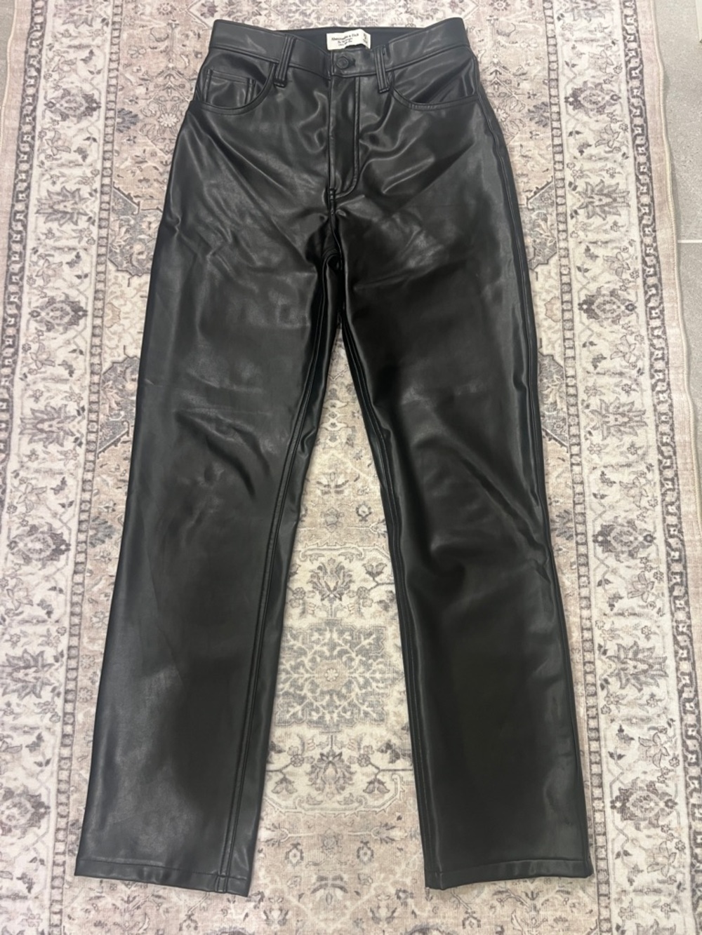 Abercrombie & Fitch Black Faux Leather 90s Straight-Leg. 4/27